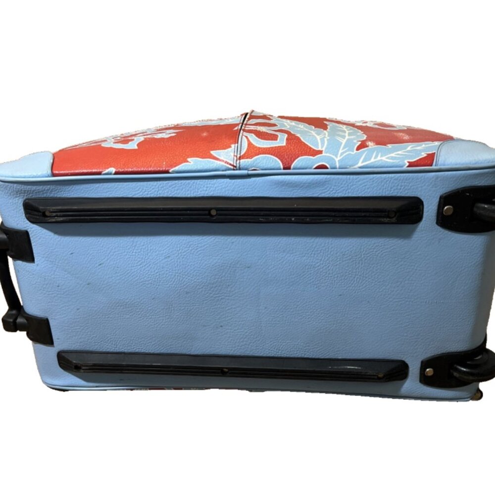 VTG Roxy Red Blue Floral Hawaiian tropical 25” Large Rolling Duffle Bag luggage - Picture 7 of 16